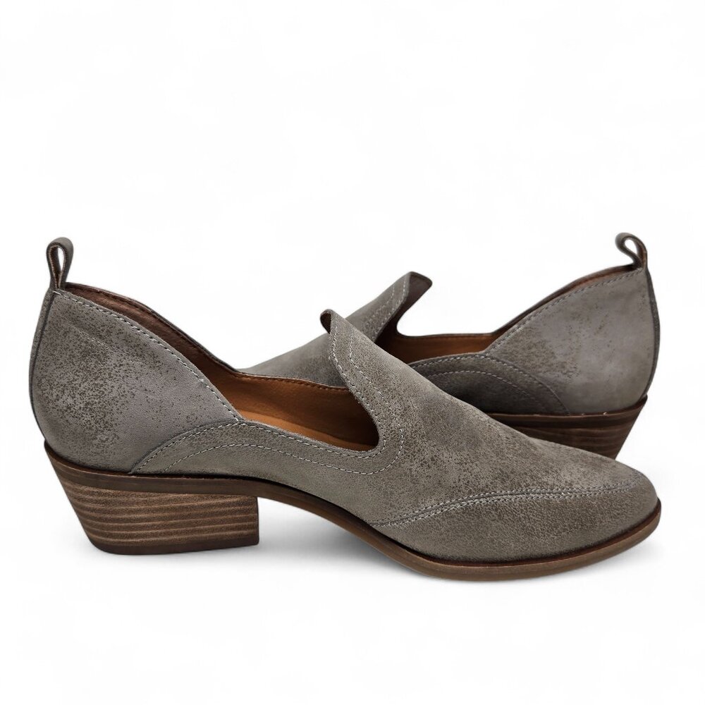 Lucky‎ Brand Mallanzo Heeled Leather Loafers Women's Pointy Toe Cut Out Side 7M